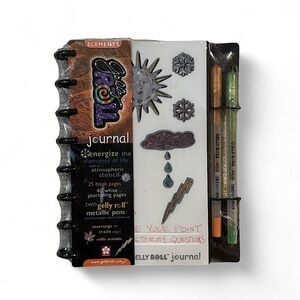 Gelly Roll Elements Journal Set Metallic Gel Pens Stencils Black White Pages New